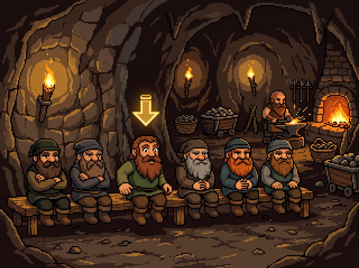 Benched dwarves waiting for a crew slot