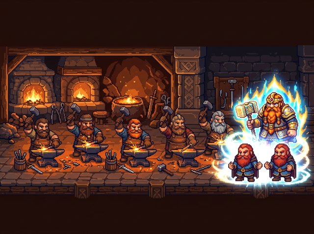 Crew of dwarves merging into a higher tier