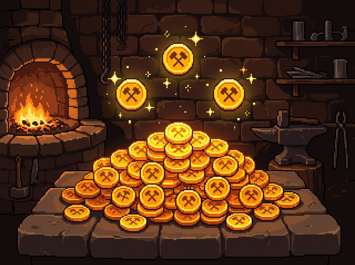 Pile of golden FORGE coins